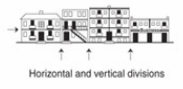 This is a picture of an 'apartment in a building that has fewer than five storeys.' Apartments in a building that have fewer than five storeys have horizontal and vertical divisions between units